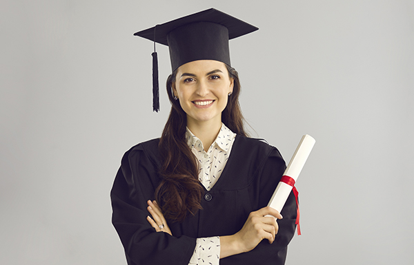 Student with Ph.d. completion degree certificate